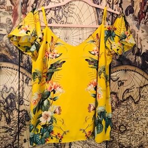 Oasis UK off shoulder sleeved top tropical botanic